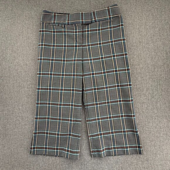 Express Design Studio Editor Capri Wide Pants Plaid Size 4 Flat Front. - Picture 1 of 13